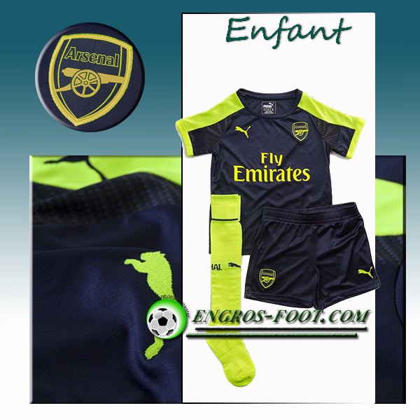 Engros-foot: Ensemble Maillot Foot Arsenal Enfant Third 2016 2017 Bleu Marine Thailande
