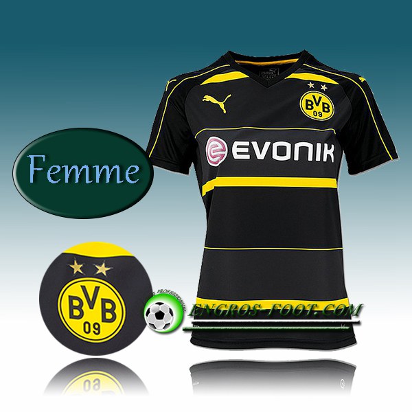 Engros-foot: Jeu Maillot de Foot Dortmund BVB Femme Exterieur 2016 2017 Noir Thailande