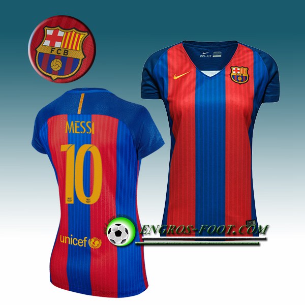 Engros-foot: Jeu Maillot de Foot FC Barcelone Femme MESSI 10 Domicile 2016 2017 Rouge/Bleu Thailande