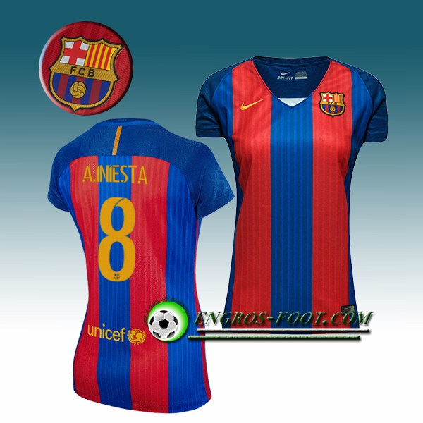 Engros-foot: Jeu Maillot de Foot FC Barcelone Femme A.INIESTA 8 Domicile 2016 2017 Rouge/Bleu Thailande