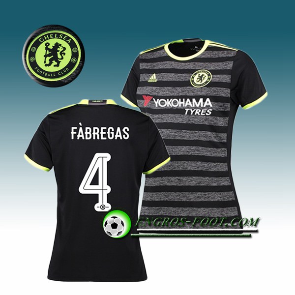 Engros-foot: Jeu Maillot de Foot FC Chelsea Femme FABREGAS 4 Exterieur 2016 2017 Noir Thailande