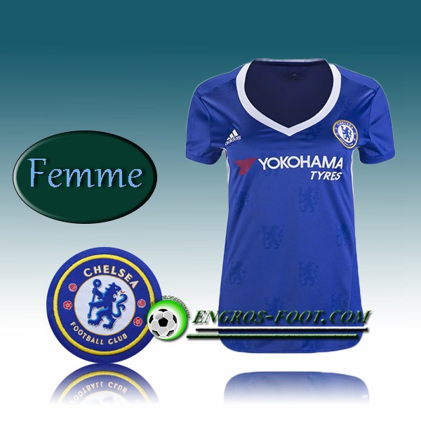 Engros-foot: Jeu Maillot de Foot FC Chelsea Femme Domicile 2016 2017 Bleu Thailande