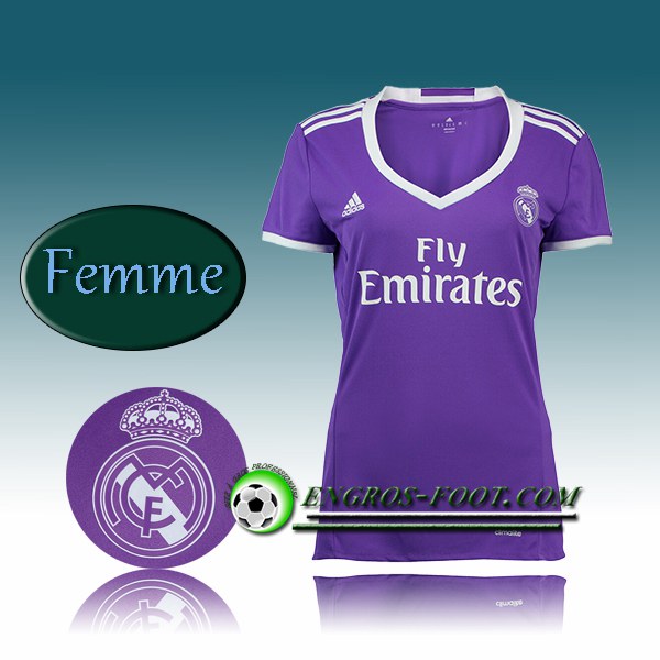 Engros-foot: Jeu Maillot de Foot FC Real Madrid Femme Exterieur 2016 2017 Pourpre Thailande