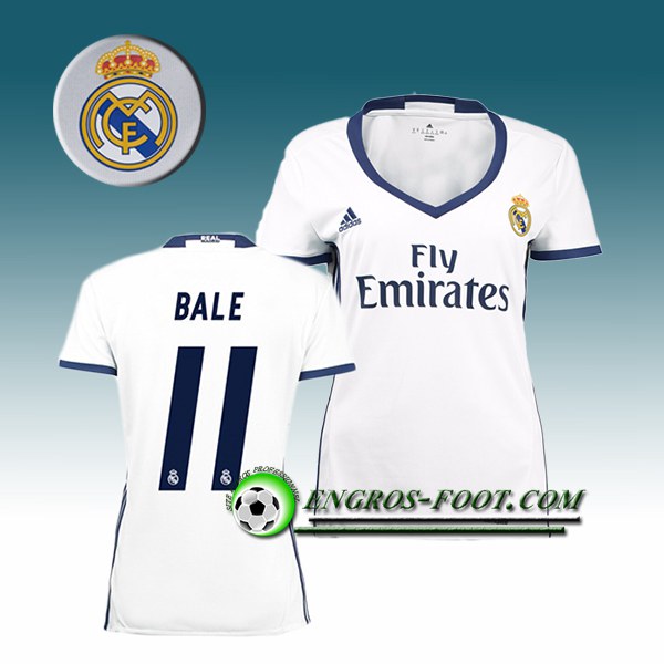 Engros-foot: Jeu Maillot de Foot FC Real Madrid Femme BALE 11 Domicile 2016 2017 Blanc Thailande