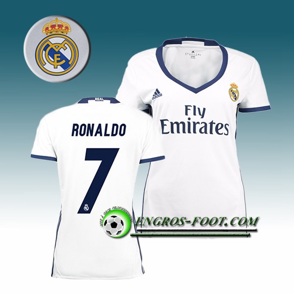 Engros-foot: Jeu Maillot de Foot FC Real Madrid Femme RONALDO 7 Domicile 2016 2017 Blanc Thailande