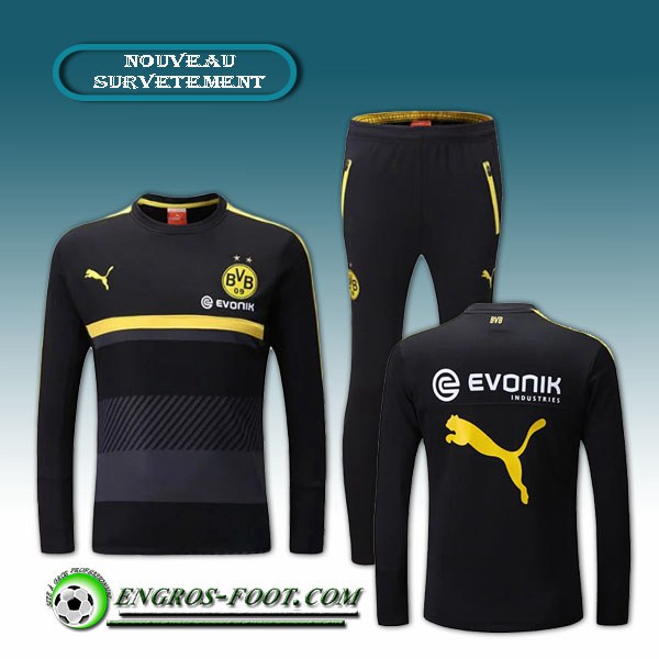 Engros-foot: Survetement Foot Dortmund BVB Noir 2016 2017 Thailande