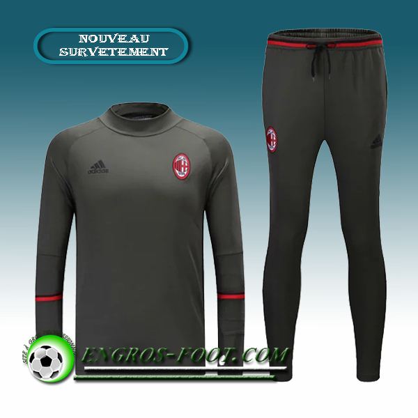 Engros-foot: Survetement foot Milan AC Gris Fonce 2016 2017 Thailande