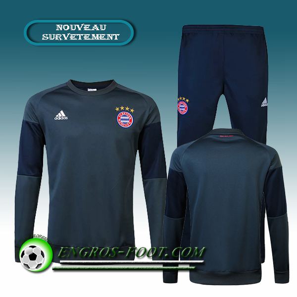 Engros-foot: Survetement foot Bayern Munich Noir/Gris 2016 2017 Thailande
