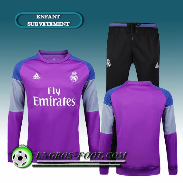 Engros-foot: Survetement foot Enfant Real Madrid Pourpre 2016 2017 Thailande
