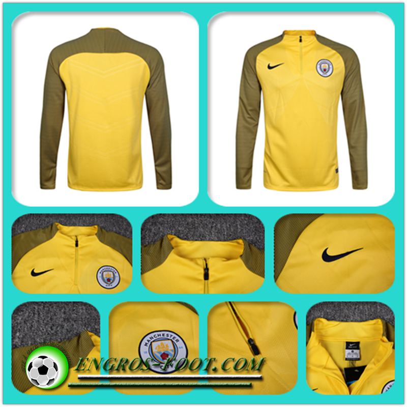 Sweatshirt Foot Manchester City Jaune/Noir 2016-2017 Thailande