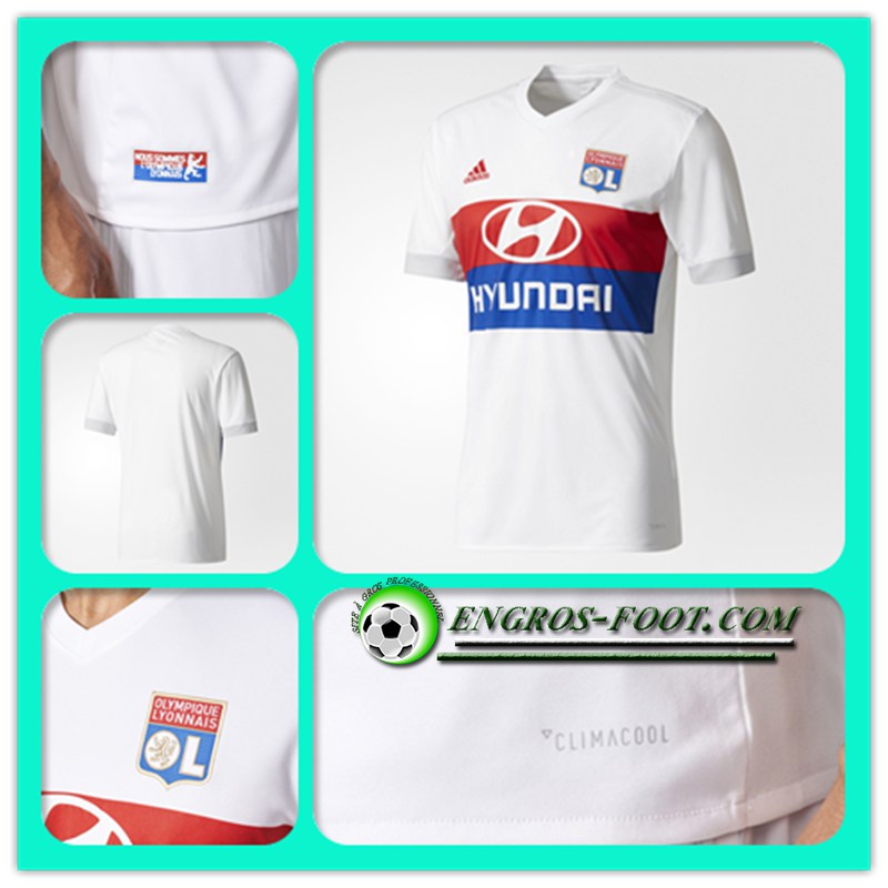 dernier 2017 2018 Lyon OL Maillot de Foot Domicile Blanc Enfant Manche Courte