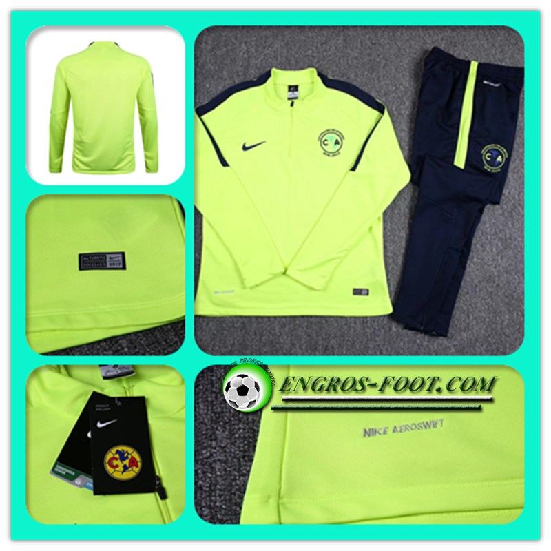dernier 2016 2017 Club América Vert Survetement de Foot manche longue Homme