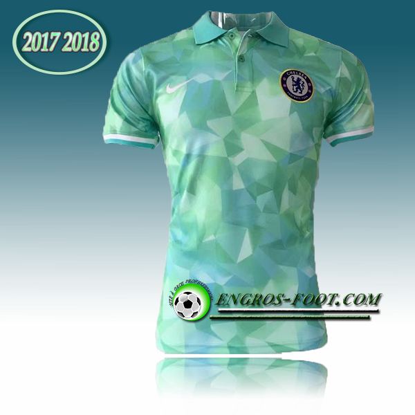 Engros-foot: Maillot Polo FC Chelsea Diamant Vert 2017-2018 Thailande