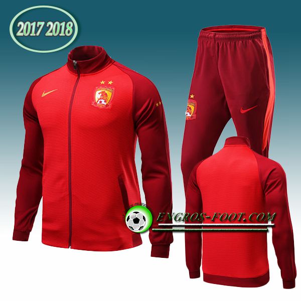 Engros-foot: Survetement de Evergrande Rouge 2017-2018 | Veste club de foot Thailande