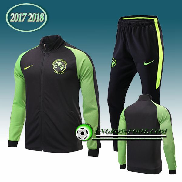 Engros-foot: Survetement de Club América Noir/Vert 2017-2018 | Veste club de foot Thailande