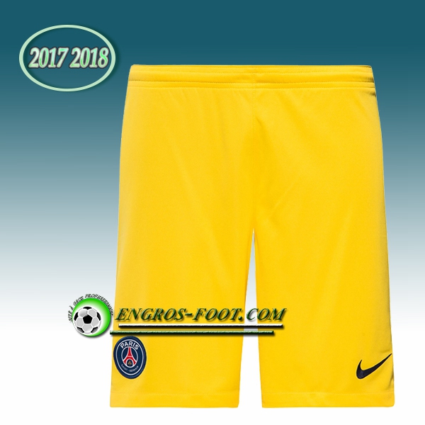 Engros-foot: Jeu Short Foot Paris PSG Jaune 2017 2018 Exterieur Thailande