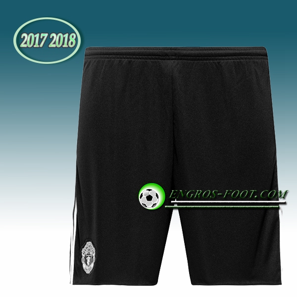 Engros-foot: Jeu Short Foot Manchester United Noir 2017 2018 Exterieur Thailande