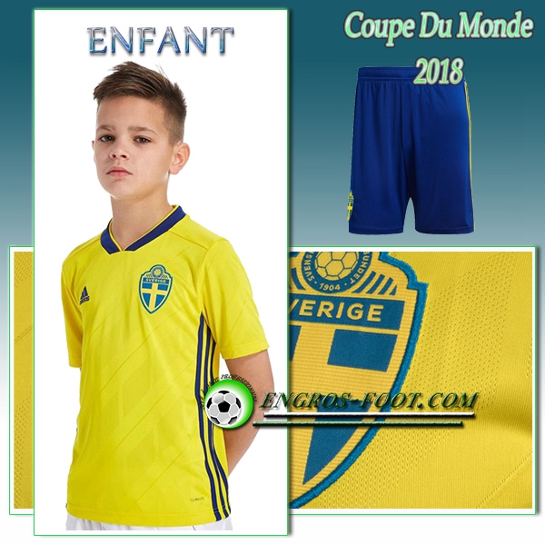 Engros-foot: Jeu Maillot Equipe de Suede Enfant Domicile 2018 2019 Thailande