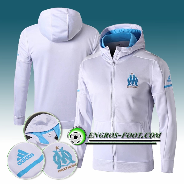 Engros-foot: Capuche Veste Foot Marseille OM Blanc 2017-2018 Thailande