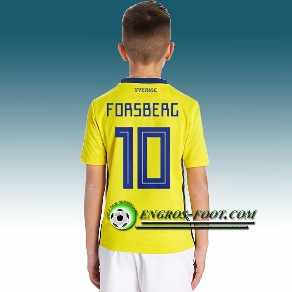 Engros-foot: Jeu Maillot Equipe de Suede Enfant FORSBERG 10 Domicile 2018 2019 Jaune Thailande