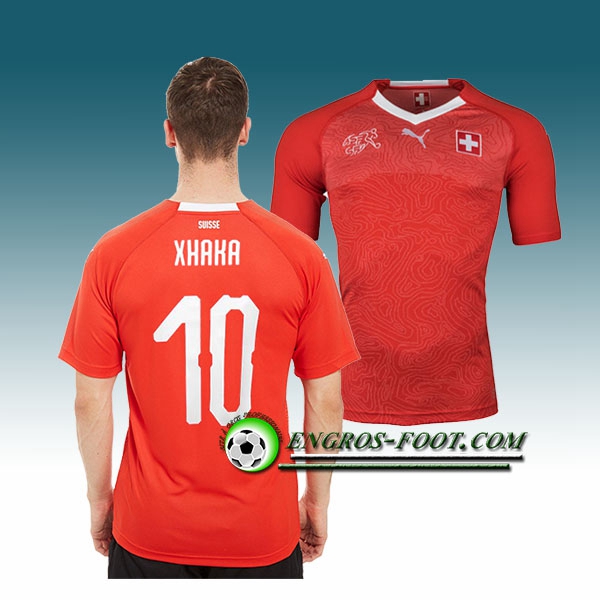 Engros-foot: Jeu Maillot Equipe de Suisse XHAKA 10 Domicile 2018 2019 Rouge Thailande