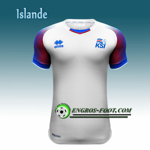 Engros-foot: Jeu Maillot Foot Islande Exterieur 2018/2019 Blanc Thailande