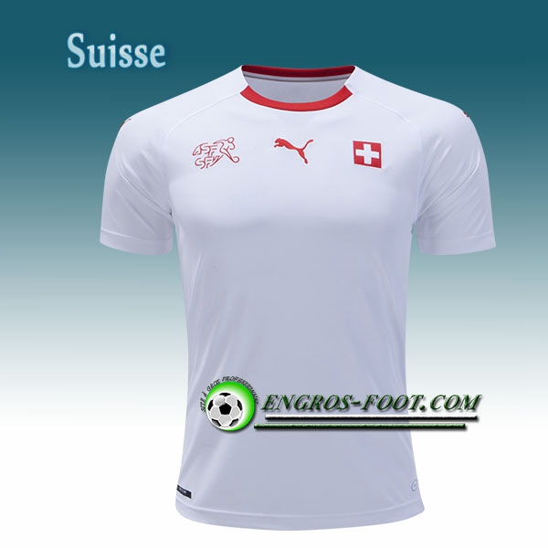Engros-foot: Jeu Maillot Foot Suisse Exterieur 2018/2019 Blanc Thailande