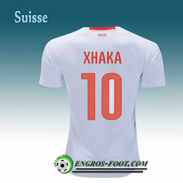 Engros-foot: Jeu Maillot Equipe de Suisse XHAKA 10 Exterieur 2018/2019 Blanc Thailande