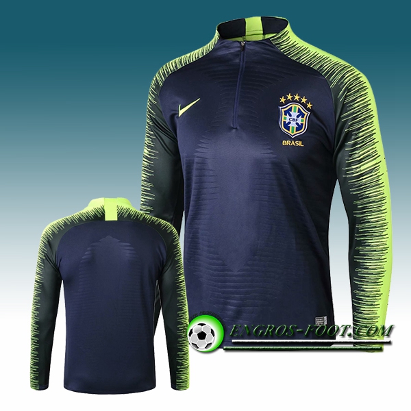 Engros-foot: Sweatshirt Training Bresil Strike Drill Bleu Marine/Vert 2018-2019 Thailande