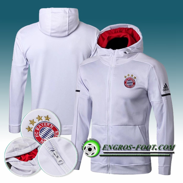 Engros-foot: Capuche Veste Foot Bayern Munich Blanc 2017-2018 Thailande
