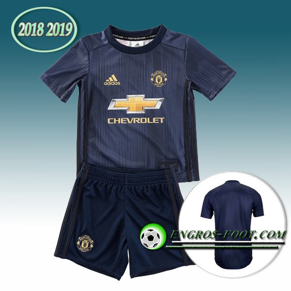 Engros-foot: Jeu Maillot Foot Manchester United Enfants Third 2018/2019 Bleu Marine Thailande