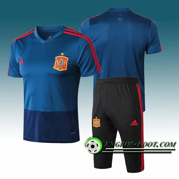 Engros-foot: Ensemble PRé MATCH Training Espagne + Pantalon 3/4 Bleu 2018-2019 Thailande