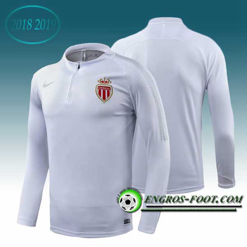 Engros-foot: Sweatshirt Training AS Monaco Blanc 2018-2019 Thailande