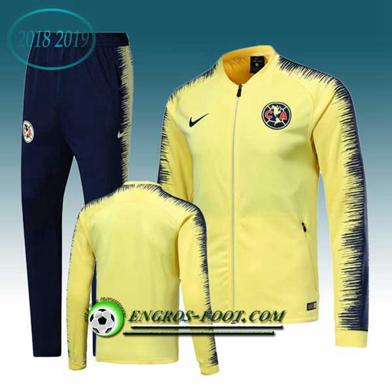 Engros-foot: Ensemble Survetement Foot - Veste Club America Jaune 2018-2019 Thailande