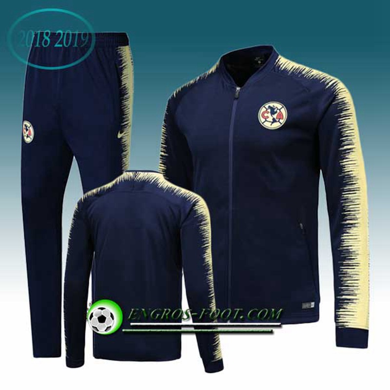 Engros-foot: Ensemble Survetement Foot - Veste Club America Bleu Fonce 2018-2019 Thailande