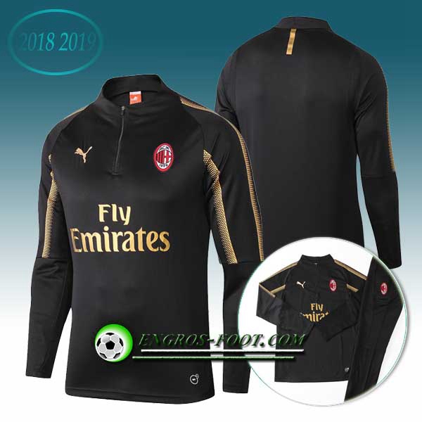 Engros-foot: Sweatshirt Training Milan AC Noir 2018-2019 Thailande
