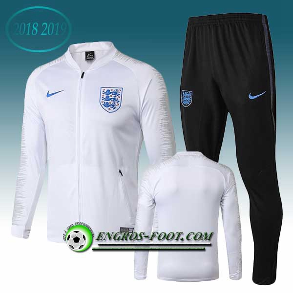 Engros-foot: Ensemble Survetement Foot - Veste Angleterre Blanc 2018-2019 Thailande