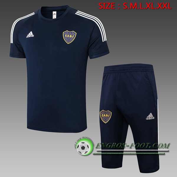 Ensemble Training T-Shirts Boca Juniors + Pantalon 3/4 Bleu Royal 2020/2021