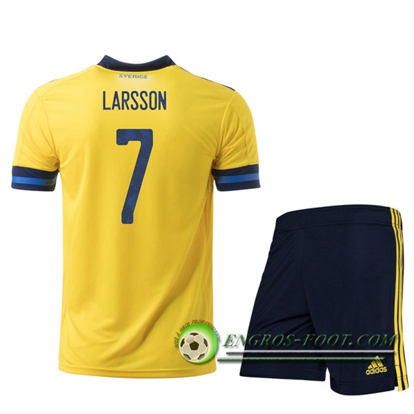 Engros-foot: Jeu Maillot UEFA Euro 2020 Suede (LARSSON 7) Enfant Domicile Thailande