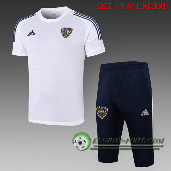 Ensemble Training T-Shirts Boca Juniors + Pantalon 3/4 Blanc 2020/2021