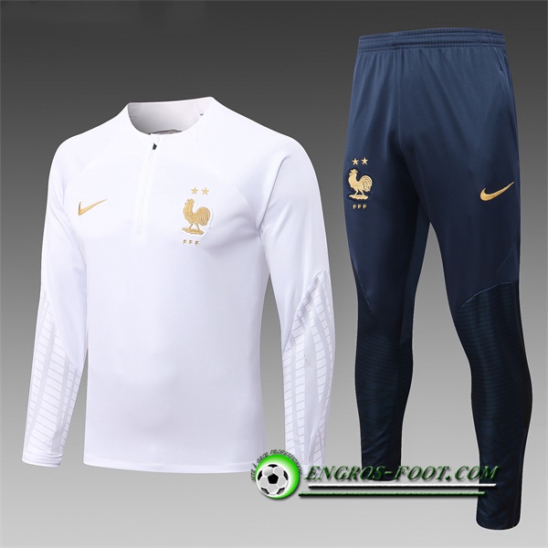 Ensemble Survetement de Foot France Enfant Blanc 2022/2023