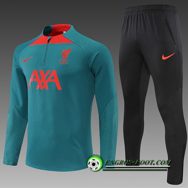 Ensemble Survetement de Foot FC Liverpool Enfant Vert 2022/2023