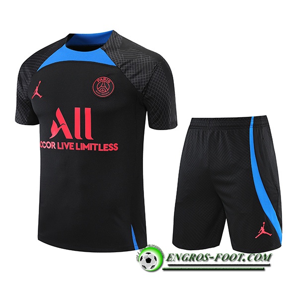Ensemble Training T-Shirts + Shorts Jondan PSG Noir 2022/2023