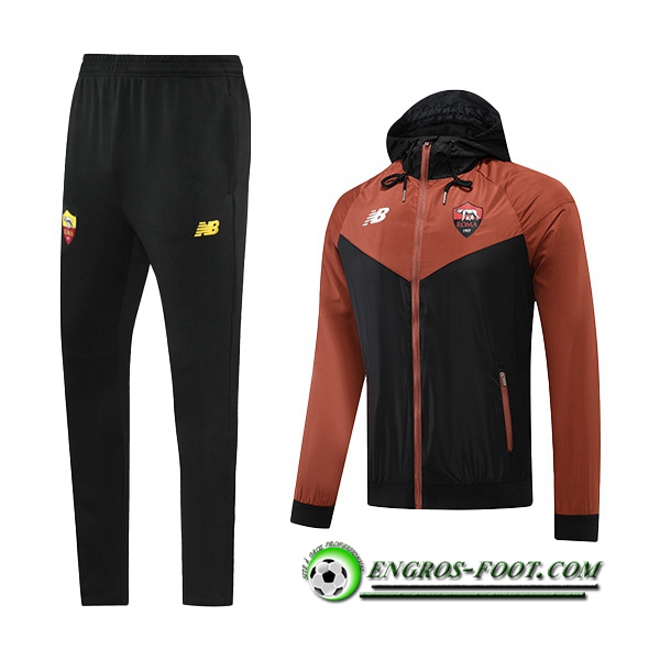 Ensemble Veste A Capuche Coupe-Vent AS Rome Noir/Brune 2022/2023