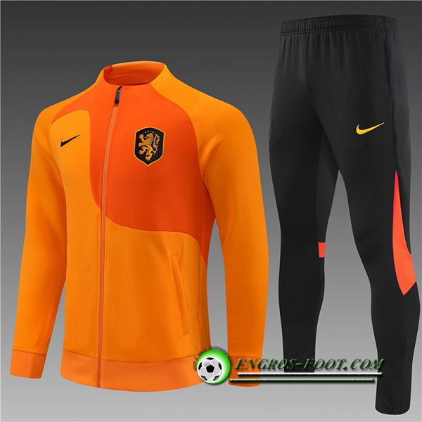 Ensemble Survetement de Foot - Veste Pays-Bas Enfant Orange 2022/2023