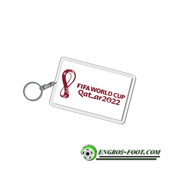Nouveau Porte-clés Carré Coupe Du Monde 2022 Qatar LOGO Blanc