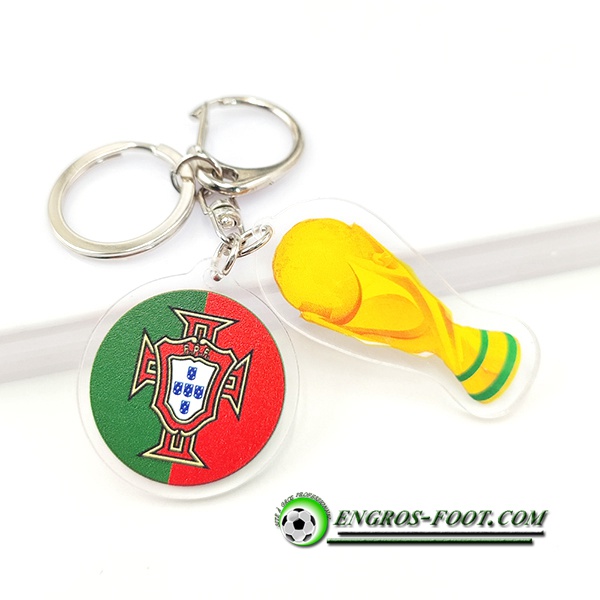 Nouveau Porte-clés Arrondir Coupe Du Monde 2022 + Portugal Vert/Rouge