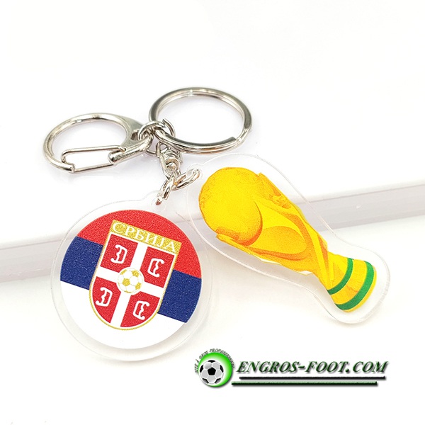 Nouveau Porte-clés Arrondir Coupe Du Monde 2022 + Serbie Rouge/Blanc/Bleu