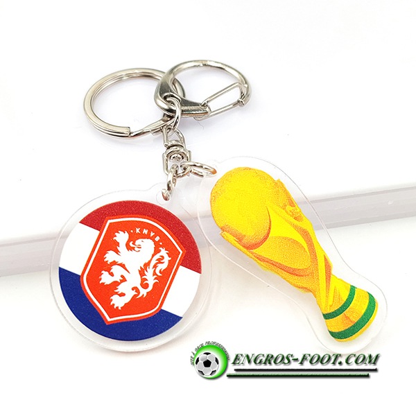 Nouveau Porte-clés Arrondir Coupe Du Monde 2022 + Pays-Bas Rouge/Blanc/Bleu