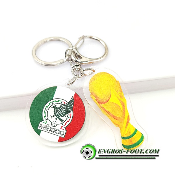Nouveau Porte-clés Arrondir Coupe Du Monde 2022 + Mexique Vert/Blanc/Rouge